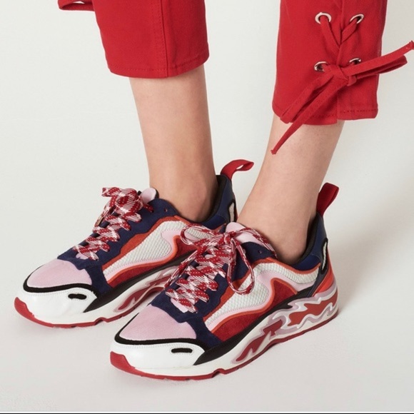 SANDRO Paris Trainers Flame Sole Sneakers Size 6.5 - Picture 13 of 13